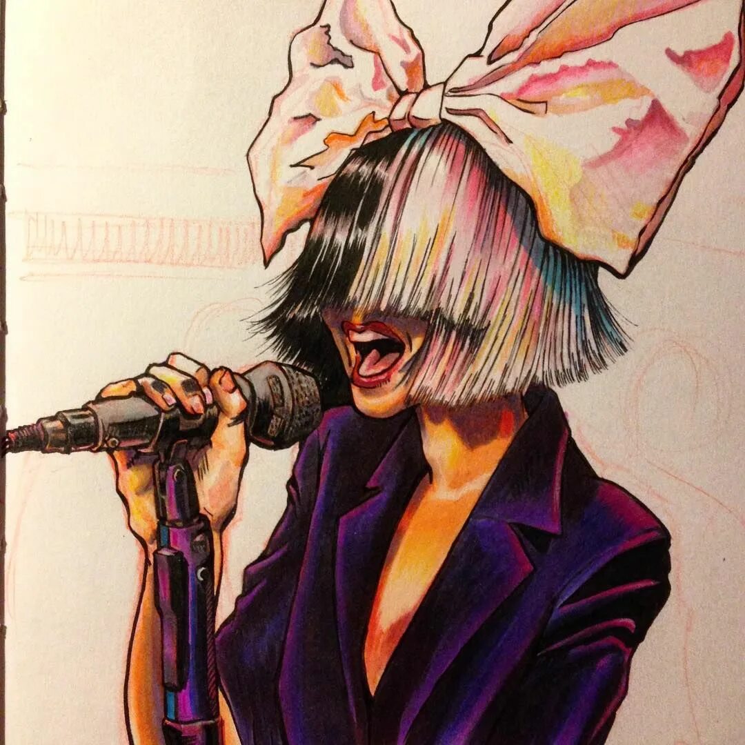 Sing art. Сиа арт. Sia певица арт. Сиа певица рисунок.