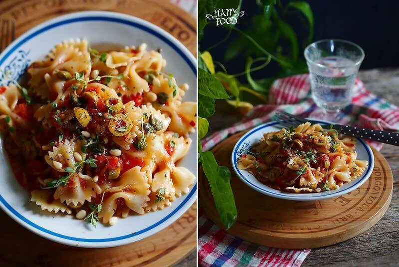 Паста капеллини. Паста с оливками. Постная паста. Капеллини. Капеллини с морепродуктами.