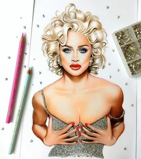 Madonna - Natalia Vasilyeva Cavalheiro, Aquarelas, Desenhos De Celebridades...