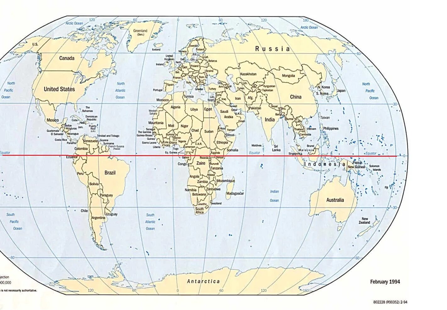 Экватор на карте.