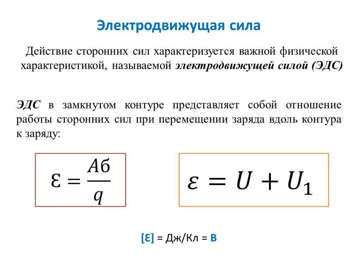 Электродвижущая сила источника электропитания. Электродвижущая сила источника тока. Электродвижущая сила источника через сопротивление. Электродвижущая сила (ЭДС).