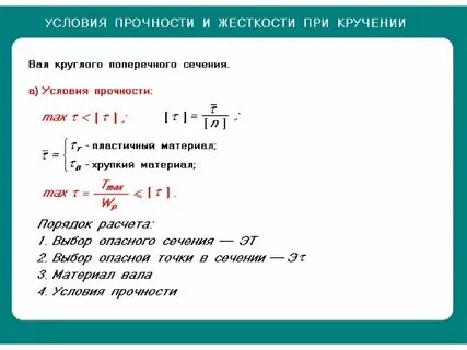 Виды условий прочности