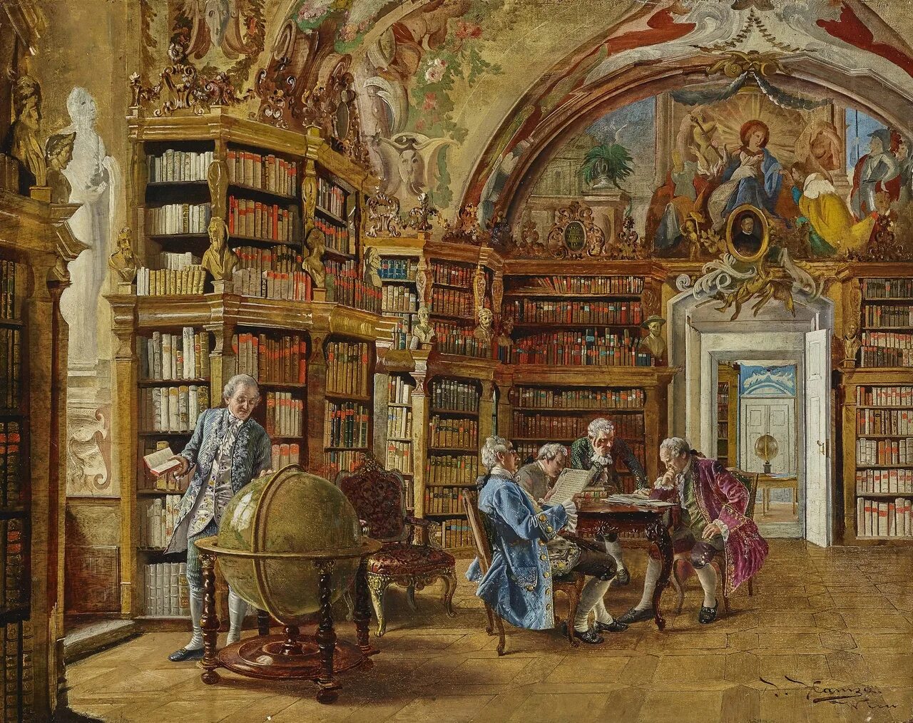Иоганн Хамза (1850-1927) джентльмен. Йохан Хамза художник. Библиотека в живописи. Театр книга библиотека