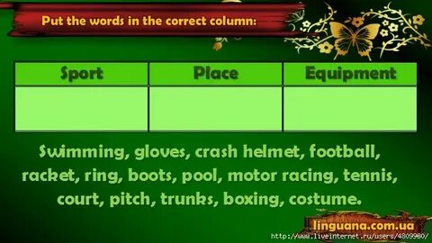 Put the word in the correct column