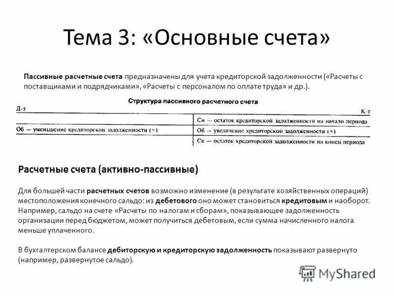 счета предназначенные для расчетов