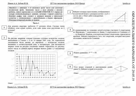 Реальные варианты егэ по профильной математике 2024