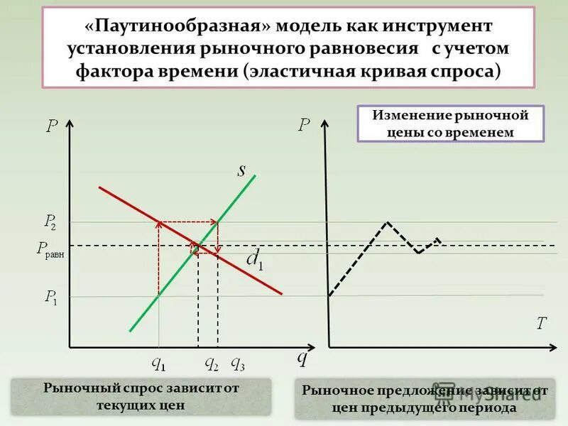 Модели равновесия рынка. Паутинообразная модель установления равновесия. Паутинообразная модель рыночного равновесия. Моделирование рыночного равновесия. Факторы рыночного равновесия.