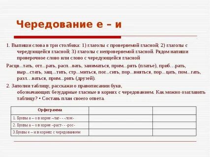 Чередование и е 5 класс упражнения