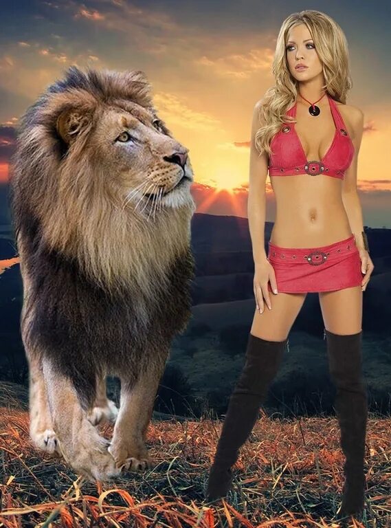 Девушка и Лев. Красивая девушка со львом. Фотосессия девушка со львом. Блондинка и Лев.