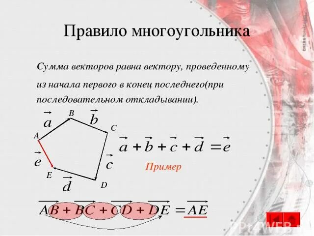 Вектор суммы многоугольника. Правило многоугольника векторы. Сумма векторов многоугольника. Правило многоугольника сложения векторов. Сумма векторов правило многоугольника.