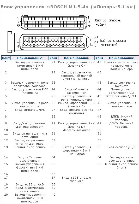 Распиновка ЭБУ MSA15 55-пин от Audi 80 B4 1.9TDI - Audi 80 (B3), 1,9 л, 1990 год