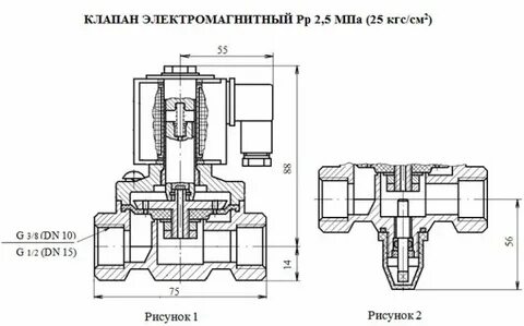 Электромагнитный клапан чертеж