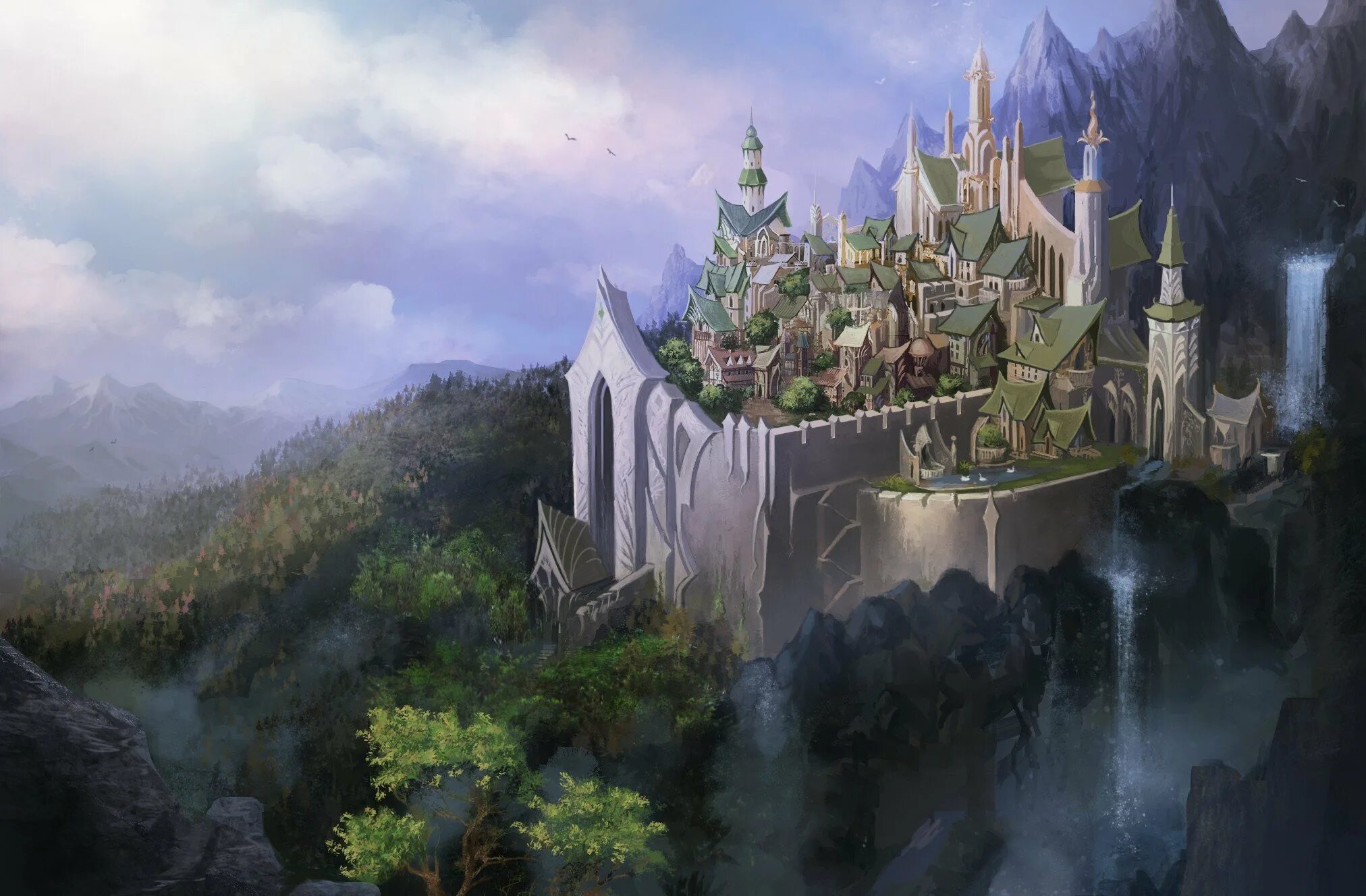 академия эльфов. королевство синдрия дворец. королевство азерот арт дворец. восточный дворец фэнтези арт. имперский дворец фэнтези арт концепт.