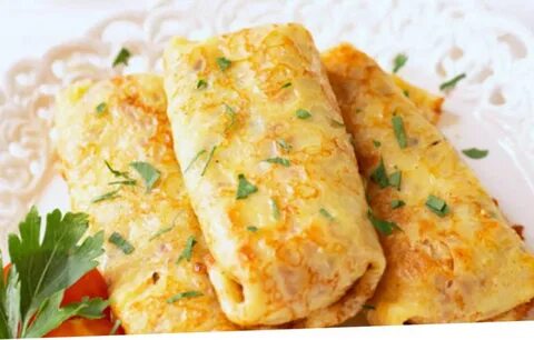 Блинчики с грибами и яйцом