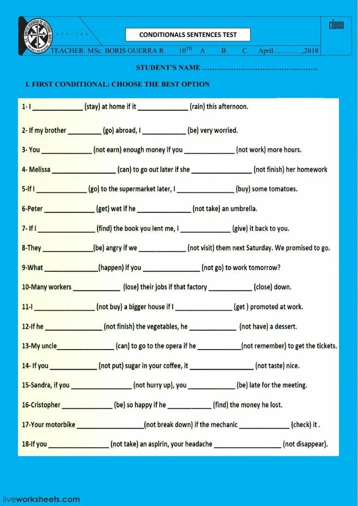 English sentence test