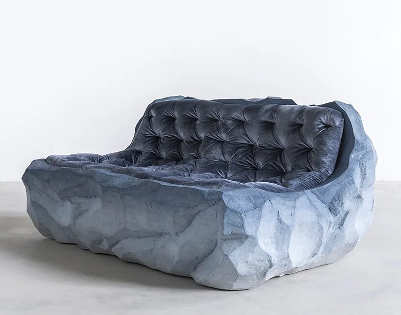 Необычные диваны. Дизайнерские изделия из бетона. Диван из камня. Мягкая мебель из бетона. Камни природной формы