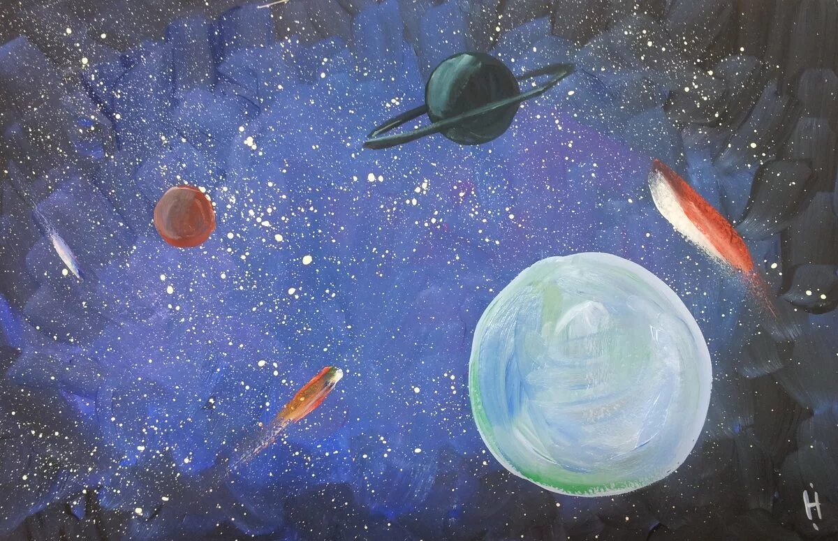 Мастер класс рисуем космос. Космос гуашью. Космос красками для детей. Рисунок на тему космос. Правополушарное рисование космос.