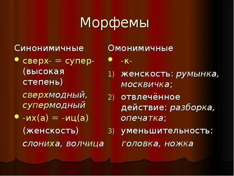 Анализ синонимичных слов. Омонимичные морфемы примеры. Синонимичные морфемы. Многозначность морфем. Синонимия морфем примеры.