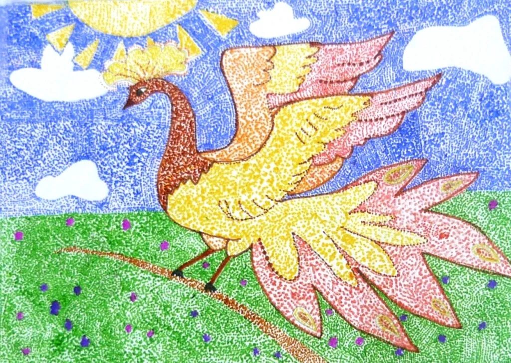 Изобразительное искусство 2 класс. Сказочная птица мозаика. Мозаика. Аппликация «сказочные птицы».. Рисунки детей сказочных птиц точками. Мозаика. Выполнение работы по теме «Сказочная птица».