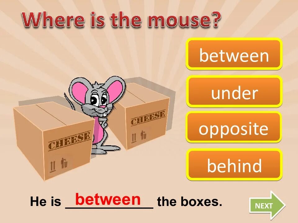 Предлог under. Prepositions and cases. Under mouse. Under mouse. Opposite next to between behind.