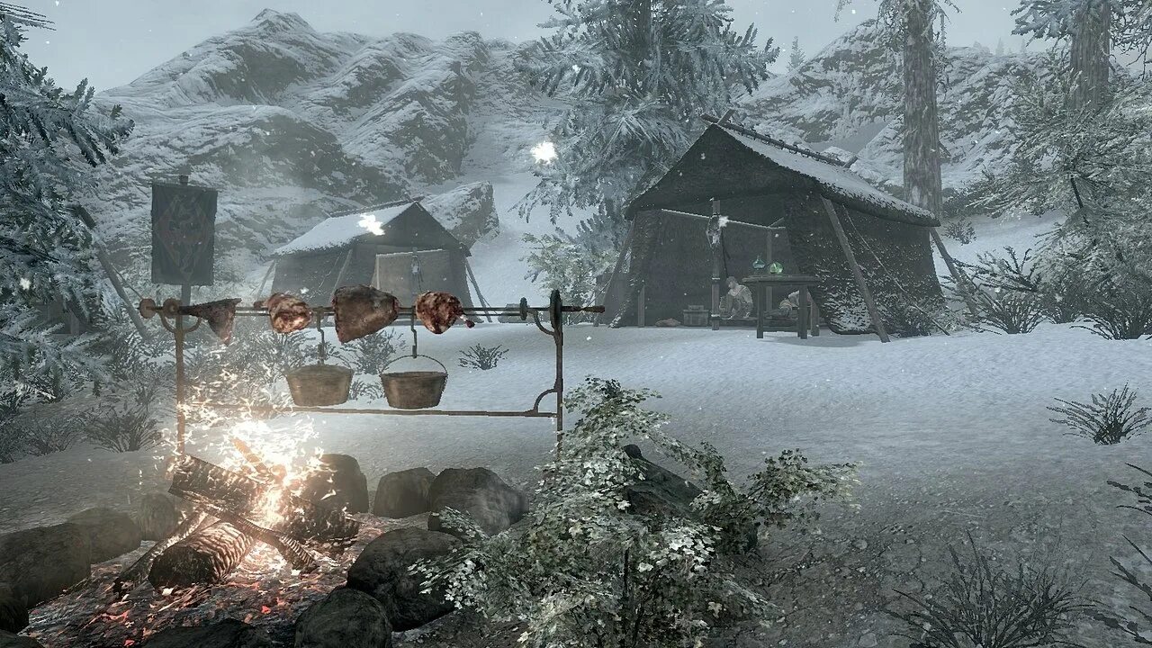 Frostfall skyrim se. Заснеженная деревня skyrim. скайрим nordic tents. скайрим мод хижина в лесу зимой. скайрим как нагреть конвектор.