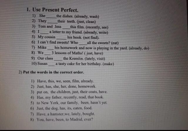 He already this book. She the dishes already Wash ответы. 1. Use present perfect.1) she _____the dishes. (Already, Wash). Use the present perfect they already learn the poem. 1 Класс английский язык задания is are have has.