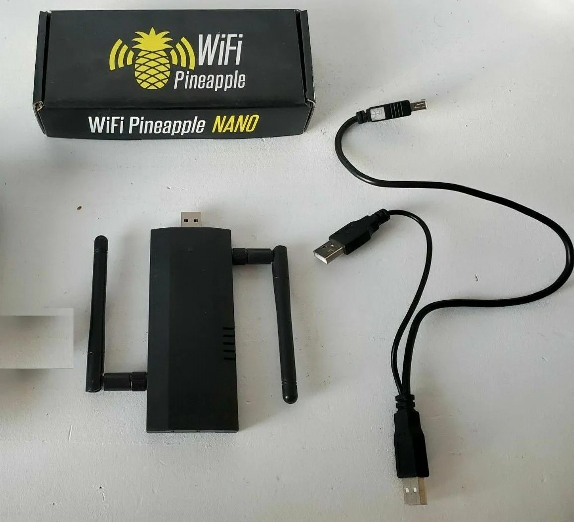 WIFI Pineapple Mark v. WIFI Pineapple Nano Wireless controll. WIFI Pineapple logo.