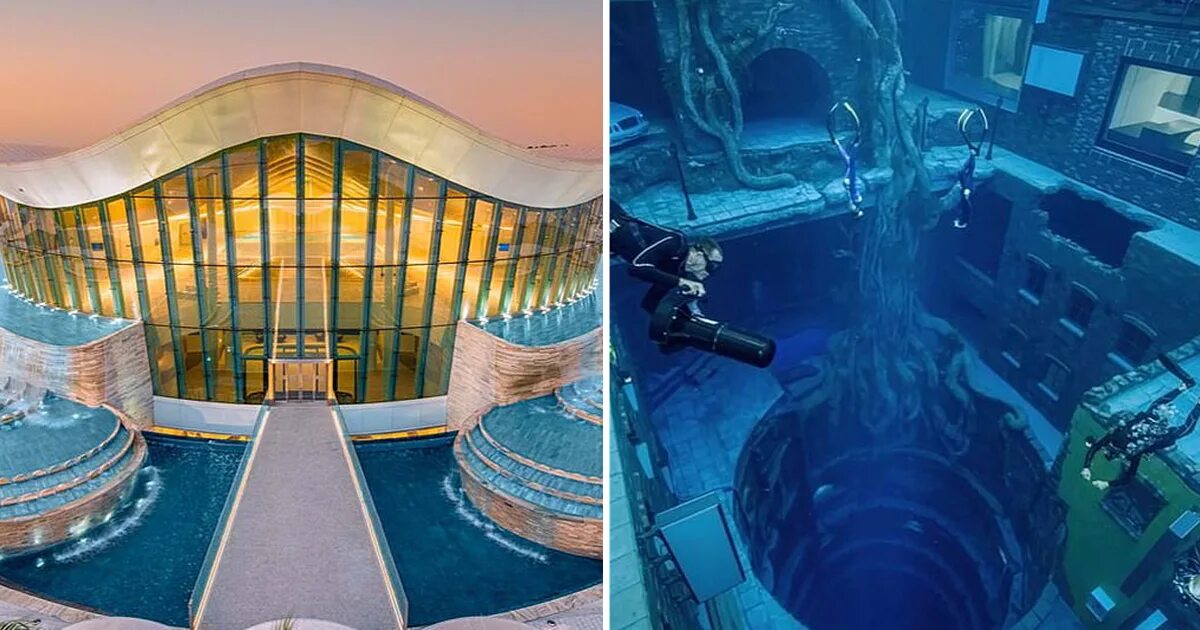 6 метров глубина. Бассейн Deep Dive Dubai. Бассейн в Дубае 60 метров. Самый глубокий бассейн в Дубае 60 метров глубина. 60 Метровый бассейн в Дубае.