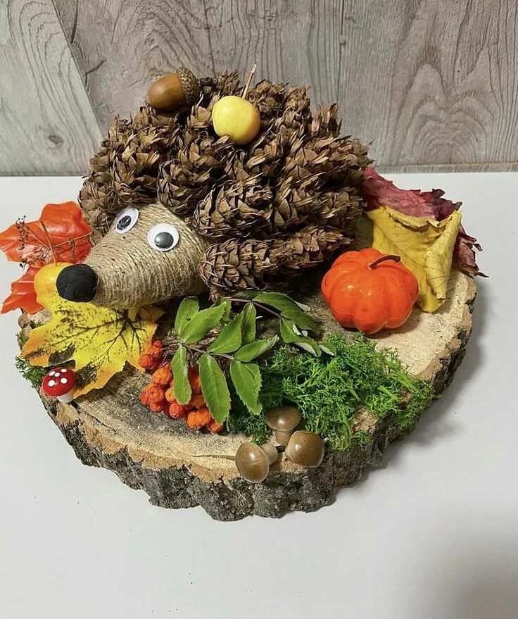 Осенние поделки: забавные ёжики из шишек, желудей и листьев Fall crafts diy, Gar