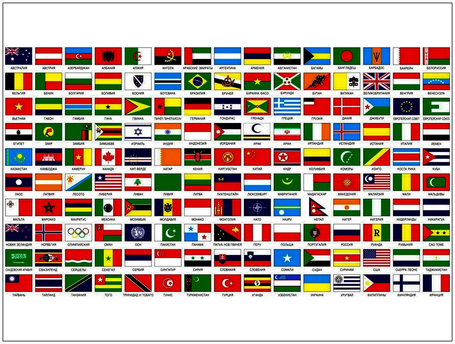 Флаги государств Евразии. Флаги стран с названиями стран на русском. Примеры названия стран