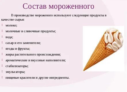Виды мороженого таблица