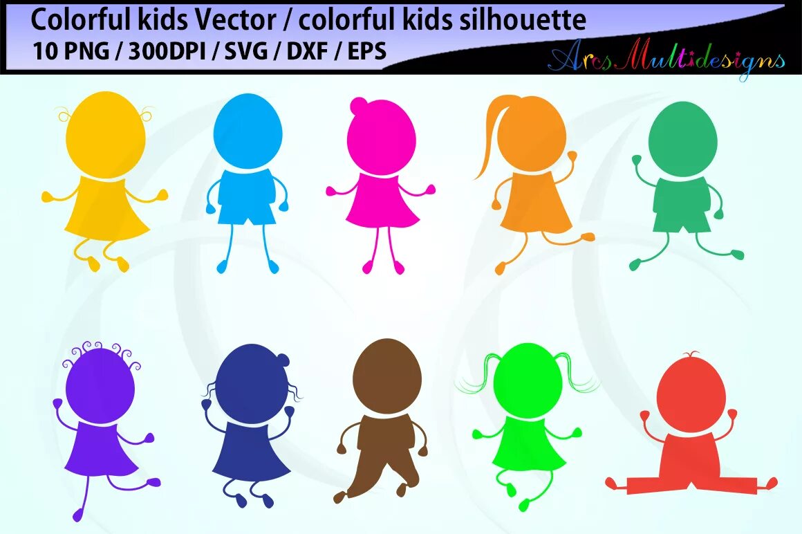 Colour children. Colors Kids. Colorful Kids. Вектор цвета по одному для детей. Colorful silhouette for Kids.