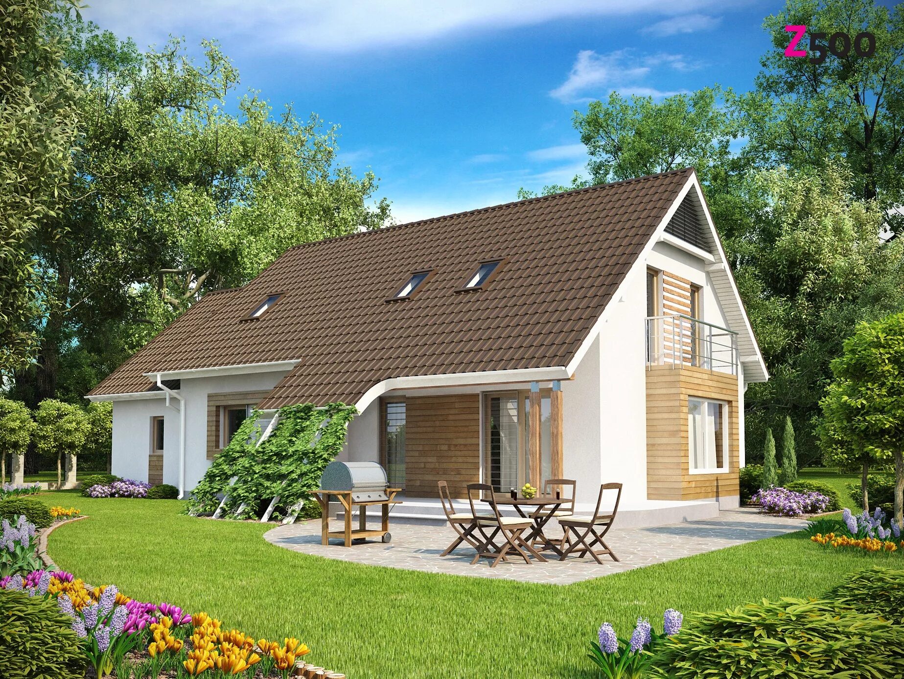 Каркас 5 на 5. 103 кв м. Кв103а. План проект современного одноэтажного дома с 4 спальнями. Z500 с мансардой.