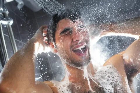 He a shower right now