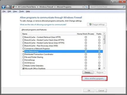 Брандмауэр windows исключения