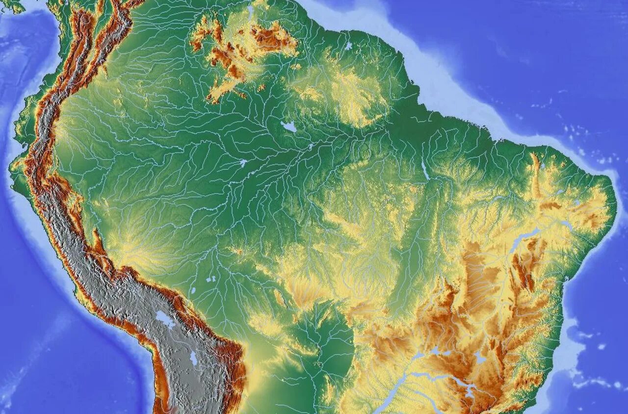 В какой стране расположена большая часть амазонской. Рельеф Бразилии карта. Бассейн реки Амазонка. Водосборный бассейн амазонки. Южная Америка река Амазонка.