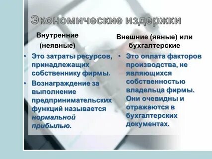 Внутренние издержки виды
