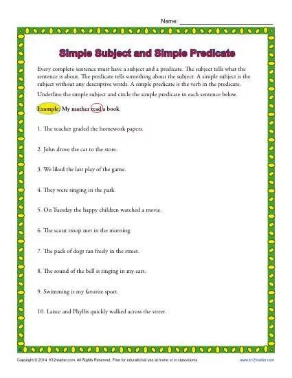Subject and Predicate Worksheet. Simple subject Worksheet. Compound subject Predicate Worksheet. Worksheet about subject and Predicate.