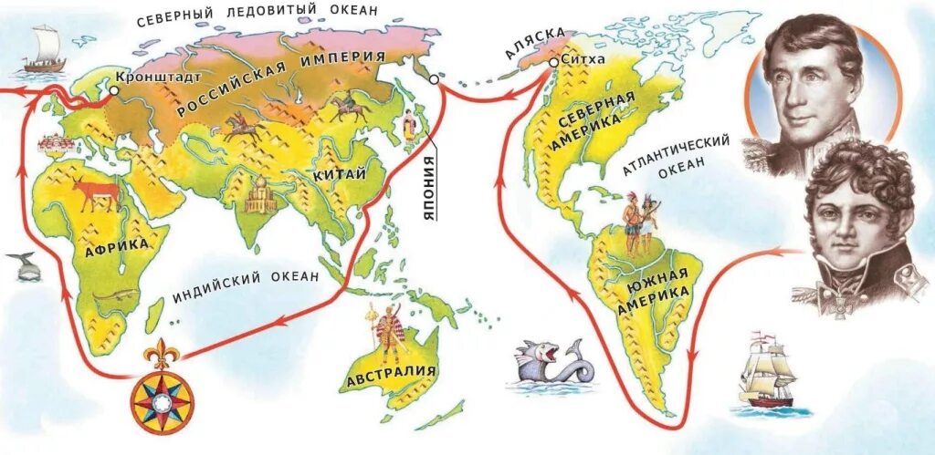 Кругосветное путешествие Крузенштерна и Лисянского. Маршрут кругосветного путешествия Ивана Крузенштерна. Первое кругосветное путешествие Крузенштерна и Лисянского карта.