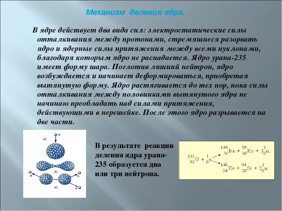 Атомное притяжение. Физика 9 класс деление ядер урана цепная реакция. Ядерная реакция деления урана. Реакция деления ядер урана. Деление ядра урана нейтроном.