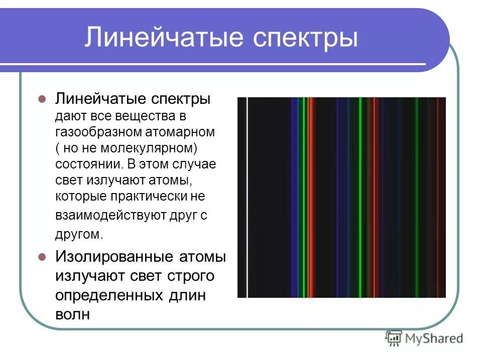 Происхождение линейчатых спектров 9 класс презентация. Линейчатый спектр излучения испускания. Спектр сплошной линейчатый полосатый. Линейчатый спектр испускания физика. Линейчатый спектр излучения рисунок.