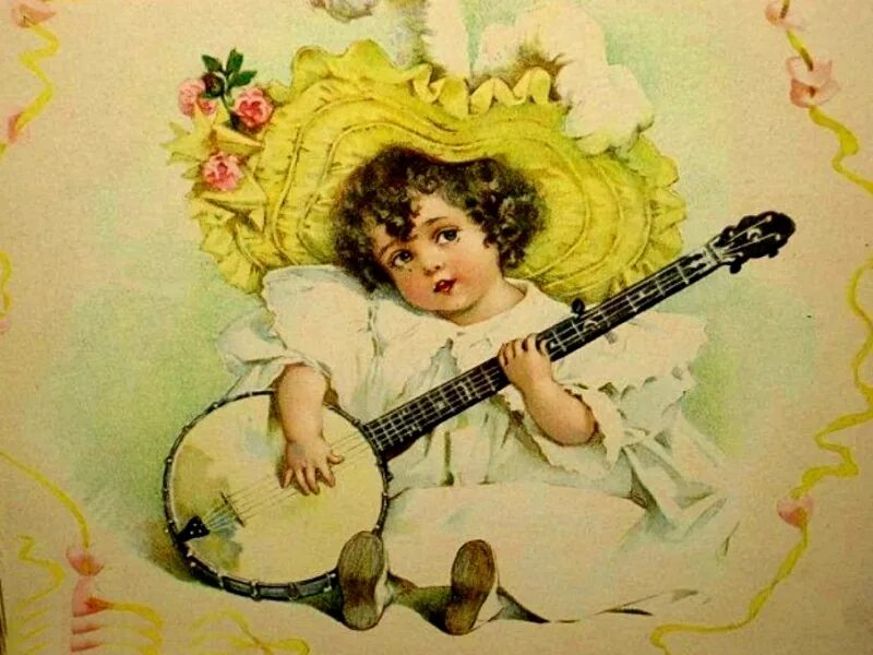 декупаж музыкальные инструменты. старые музыкальные открытки. ретро открытки. винтажные картинки котики. дети музыканты живопись.