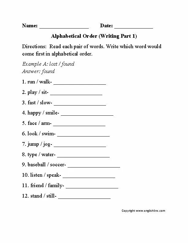Read write take sit play look swim
