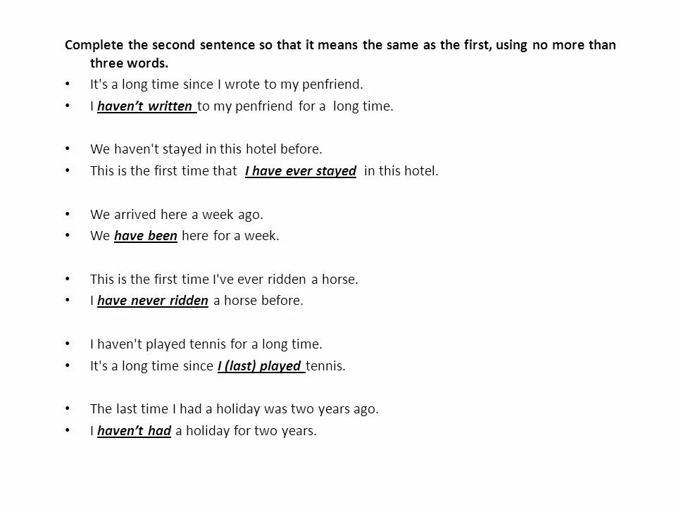 Complete each second sentence using. Complete the second sentence so that it means the same as the first. Complete the second sentence so it means the same as the first. Complete the second sentence so that. Complete the second sentence so that it means the same as the first use no more than three Words.