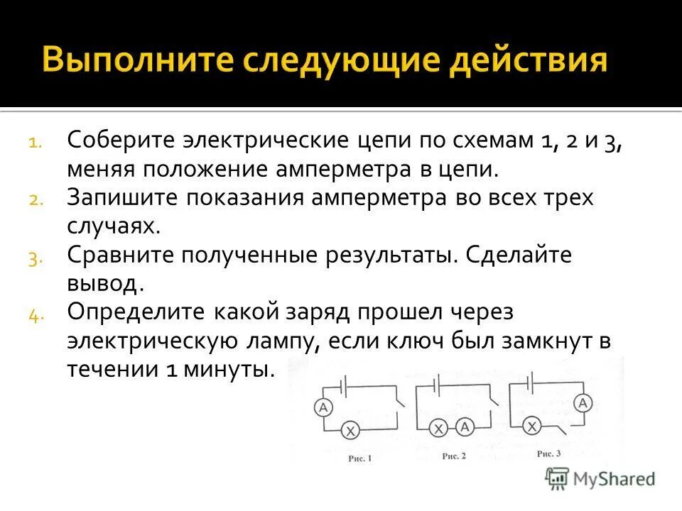 Положение амперметра