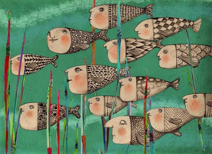 Первобытные рыбы. Наивное искусство рыба. Стилизованные рыбки. Наивная живопись рыбы. Рыба примитивизм.