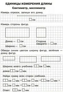Задания на тему величины