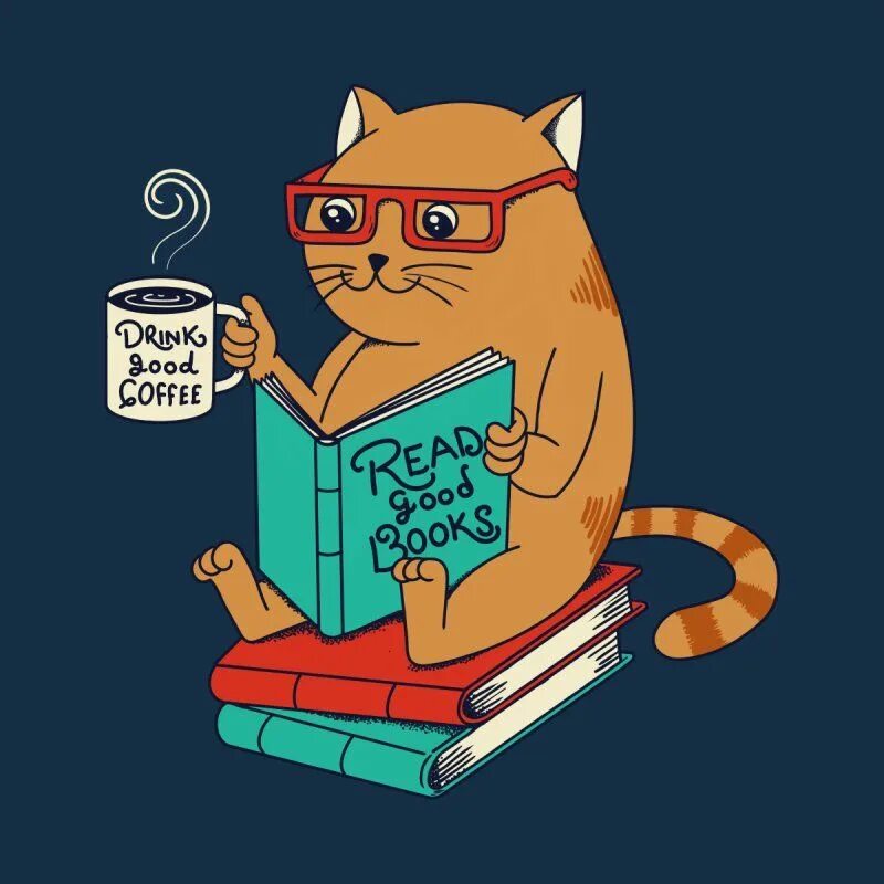 Cartoon cat reader