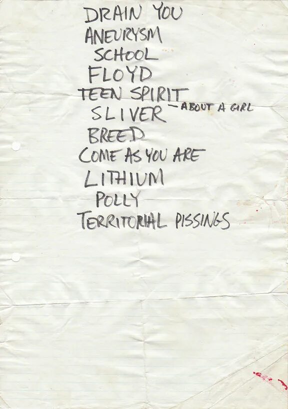 Курт Кобейн Drain you. Nirvana handwritten Set list. Курт Кобейн Sliver. Drain you текст. Nirvana aneurysm