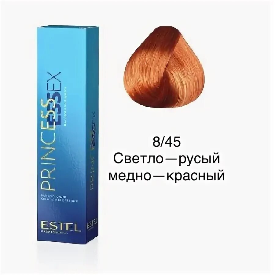 Русый золотисто медный. Краска Estel 8/45 Princess Essex. Краска Estel Princess Essex 8/4. Estel Princess Essex 9/34 блондин золотисто-медный Мускат. Essex Princess 8/4 светло-русый медный.